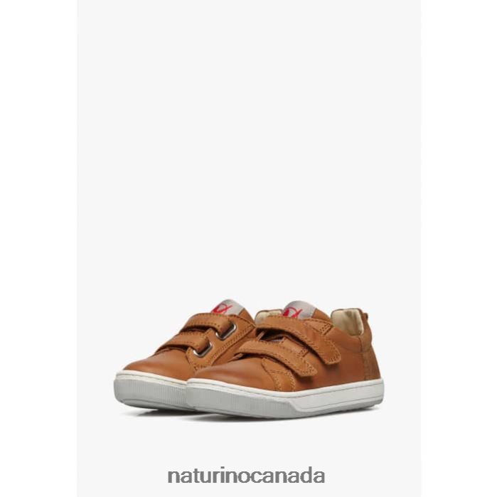 Kids CALEB VL Z2N0TL524 Naturino Nappa Leather and Suede Sneakers Brown
