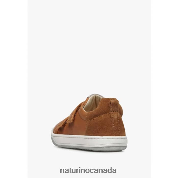 Kids CALEB VL Z2N0TL524 Naturino Nappa Leather and Suede Sneakers Brown