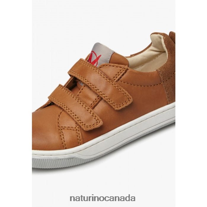 Kids CALEB VL Z2N0TL524 Naturino Nappa Leather and Suede Sneakers Brown