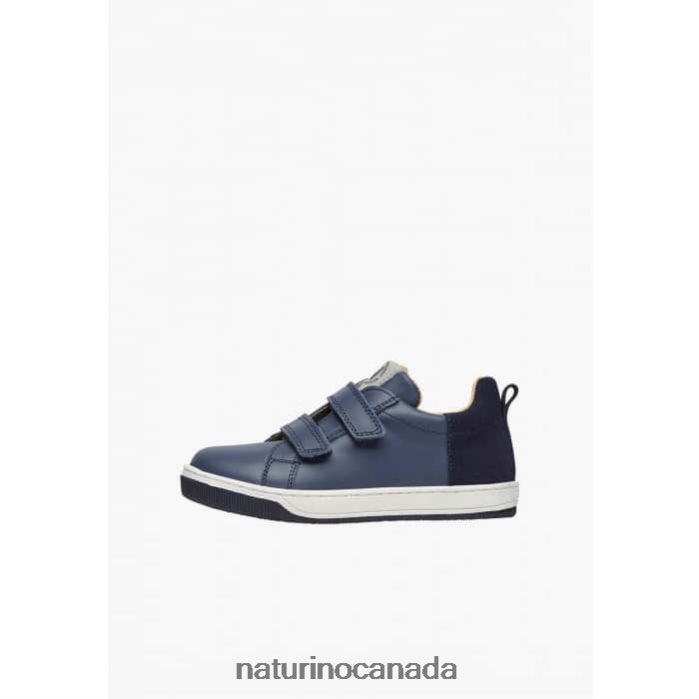 Kids CALEB VL Z2N0TL525 Naturino Nappa Leather and Suede Sneakers Blue