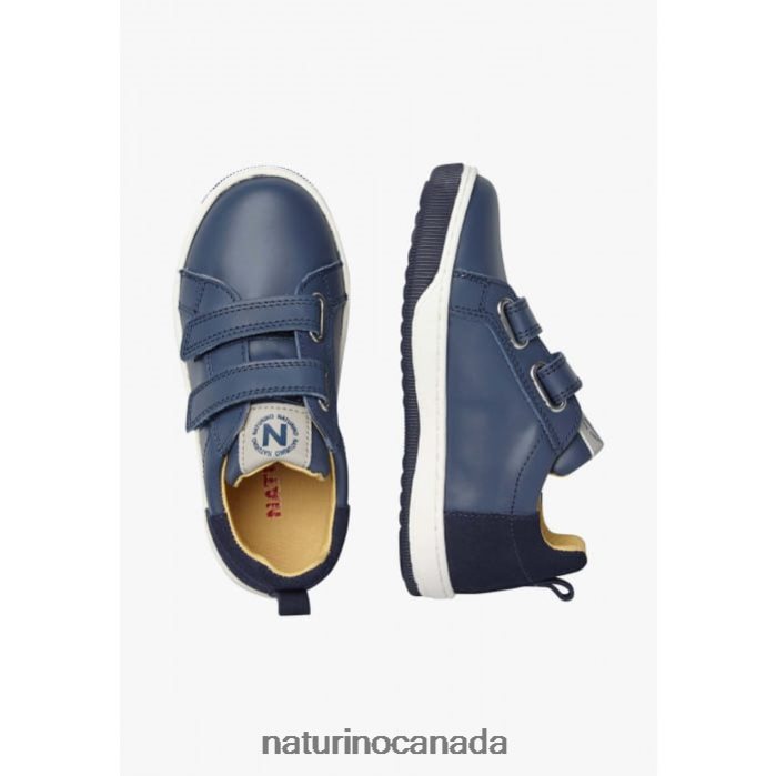 Kids CALEB VL Z2N0TL525 Naturino Nappa Leather and Suede Sneakers Blue
