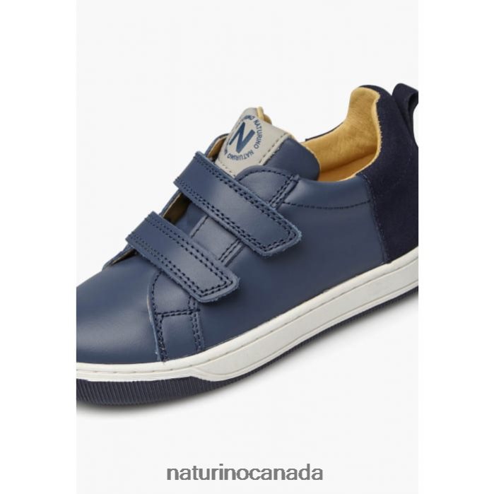 Kids CALEB VL Z2N0TL525 Naturino Nappa Leather and Suede Sneakers Blue