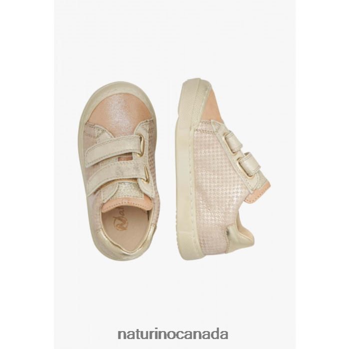 Kids CLARENDON VL Z2N0TL440 Naturino Leather and Suede Sneakers Powder Pink-Platinum