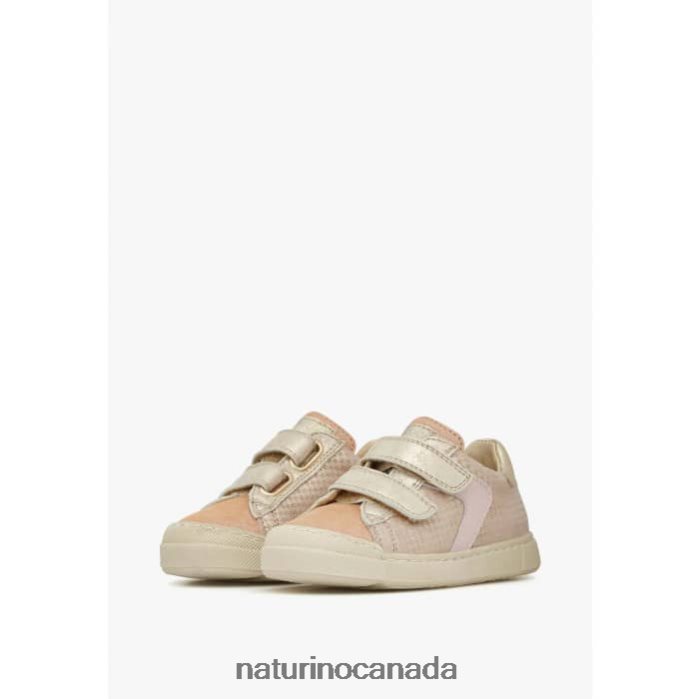 Kids CLARENDON VL Z2N0TL440 Naturino Leather and Suede Sneakers Powder Pink-Platinum