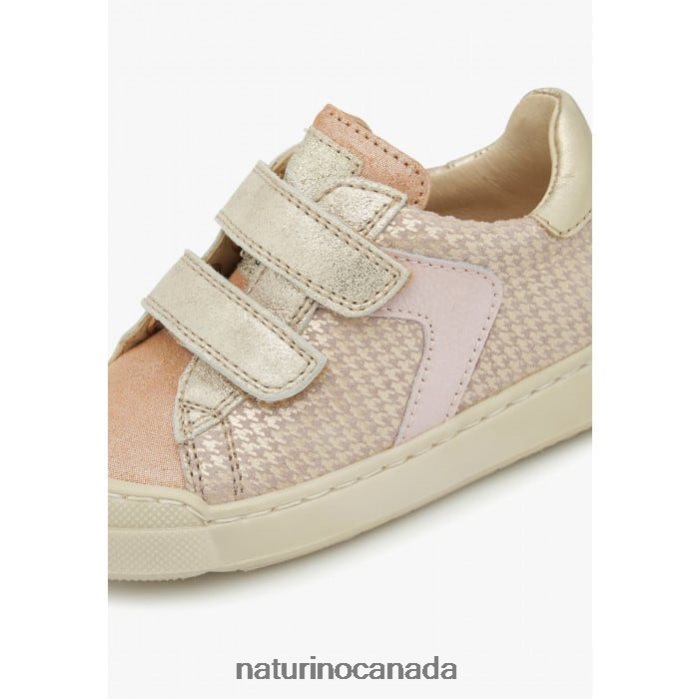 Kids CLARENDON VL Z2N0TL440 Naturino Leather and Suede Sneakers Powder Pink-Platinum