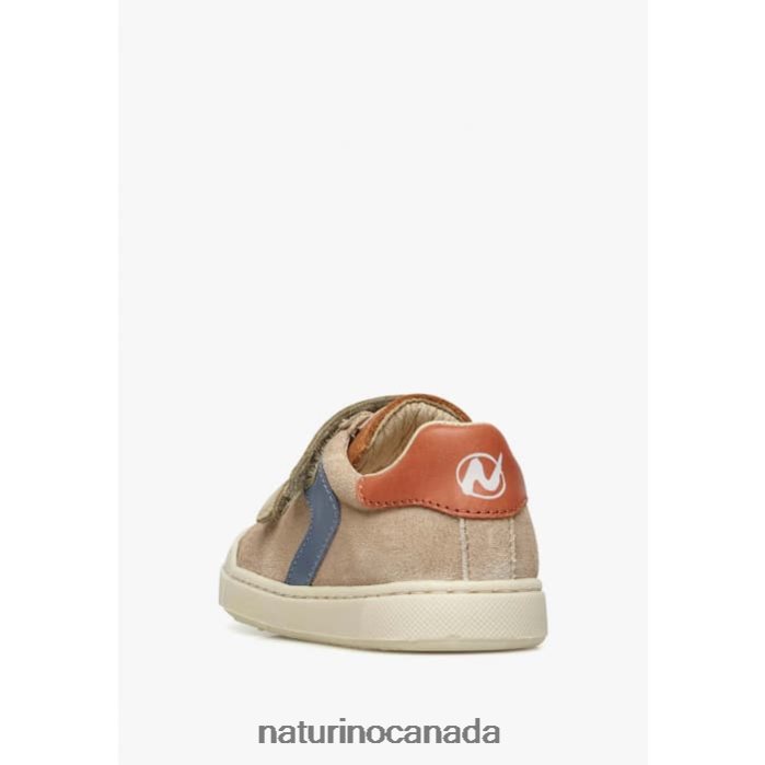 Kids CLARENDON VL Z2N0TL455 Naturino Leather and Suede Sneakers Brown-Dove Grey