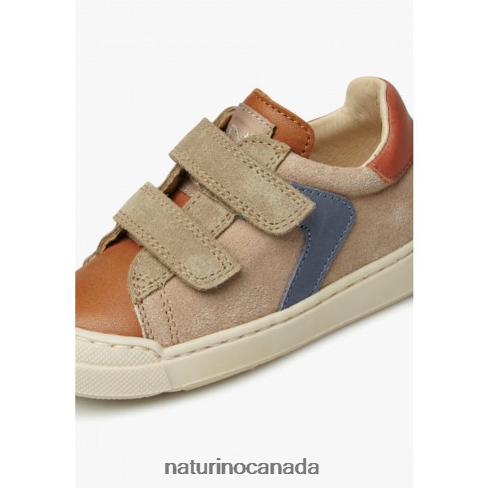 Kids CLARENDON VL Z2N0TL455 Naturino Leather and Suede Sneakers Brown-Dove Grey