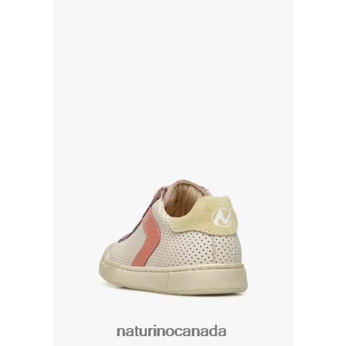 Kids CLARENDON ZIP Z2N0TL503 Naturino Leather and Suede Sneakers Powder Pink-Cream