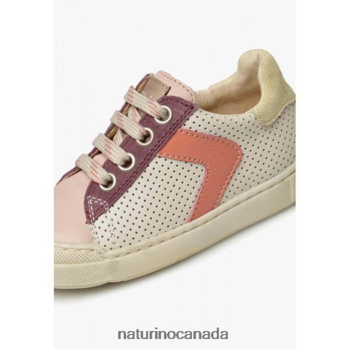 Kids CLARENDON ZIP Z2N0TL503 Naturino Leather and Suede Sneakers Powder Pink-Cream