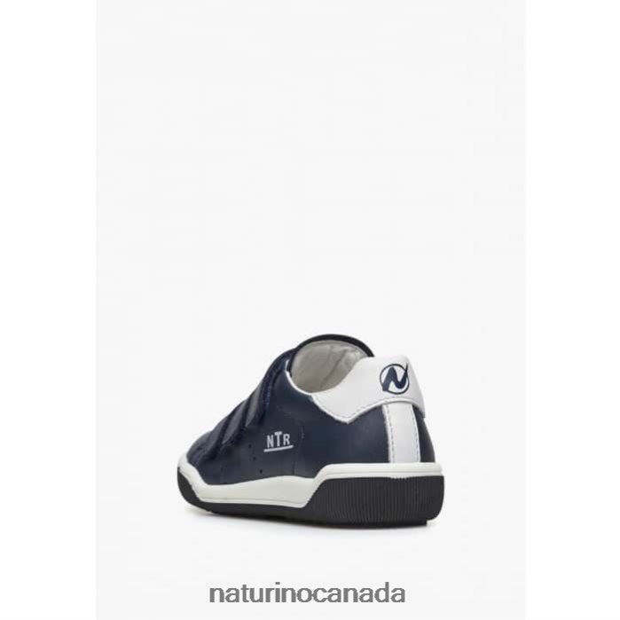 Kids CLIFF VL Z2N0TL362 Naturino Leather Sneakers with Velcro White-Navy