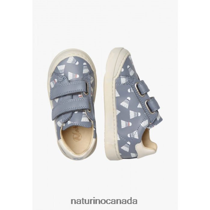 Kids EINDHOVEN VL Z2N0TL458 Naturino Leather Sneakers with Print Light Blue