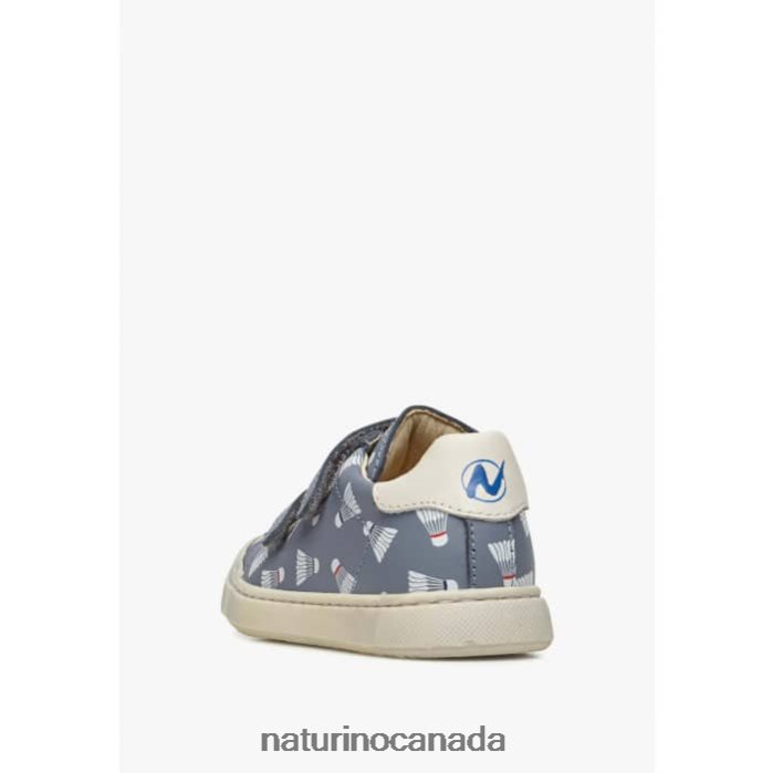 Kids EINDHOVEN VL Z2N0TL458 Naturino Leather Sneakers with Print Light Blue