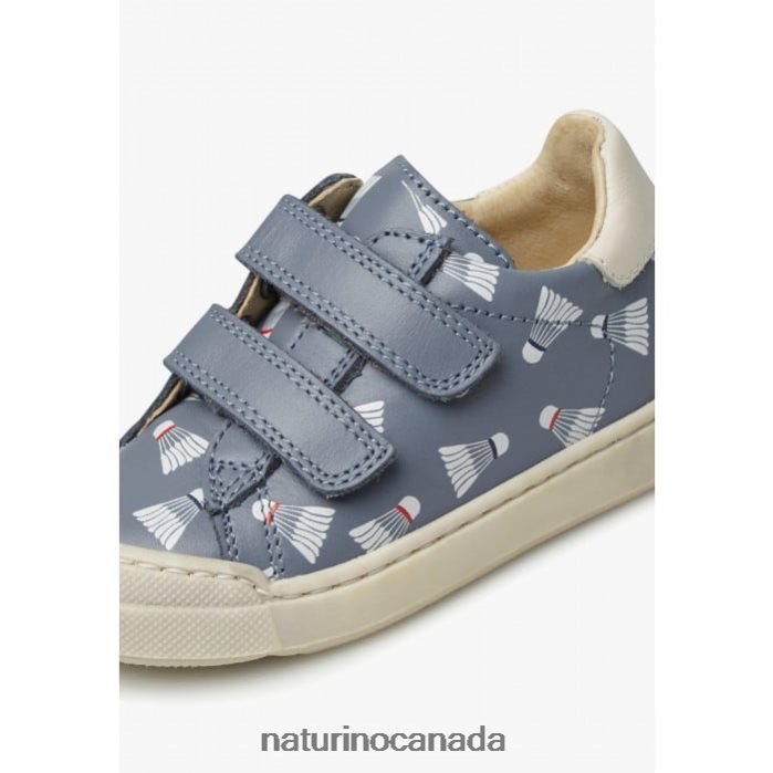 Kids EINDHOVEN VL Z2N0TL458 Naturino Leather Sneakers with Print Light Blue