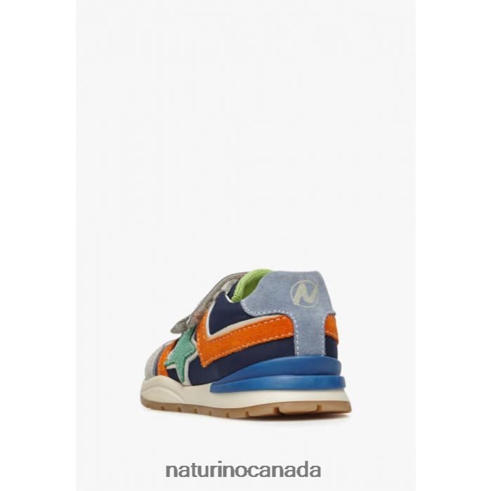 Kids EVON VL Z2N0TL401 Naturino Suede and Fabric Sneakers Grey-Blue