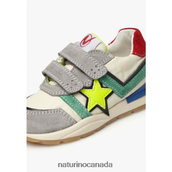 Kids EVON VL Z2N0TL442 Naturino Suede and Fabric Sneakers Grey-Cream