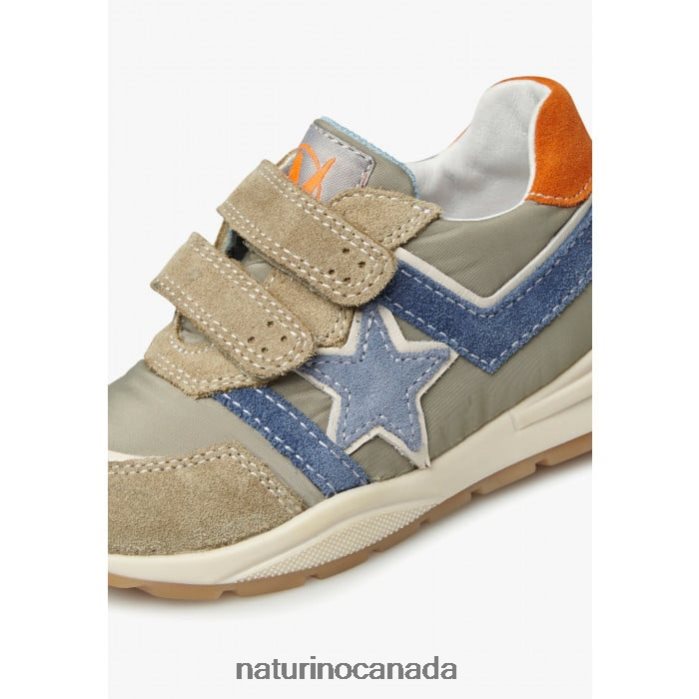 Kids EVON VL Z2N0TL448 Naturino Suede and Fabric Sneakers Dove Grey-Blue