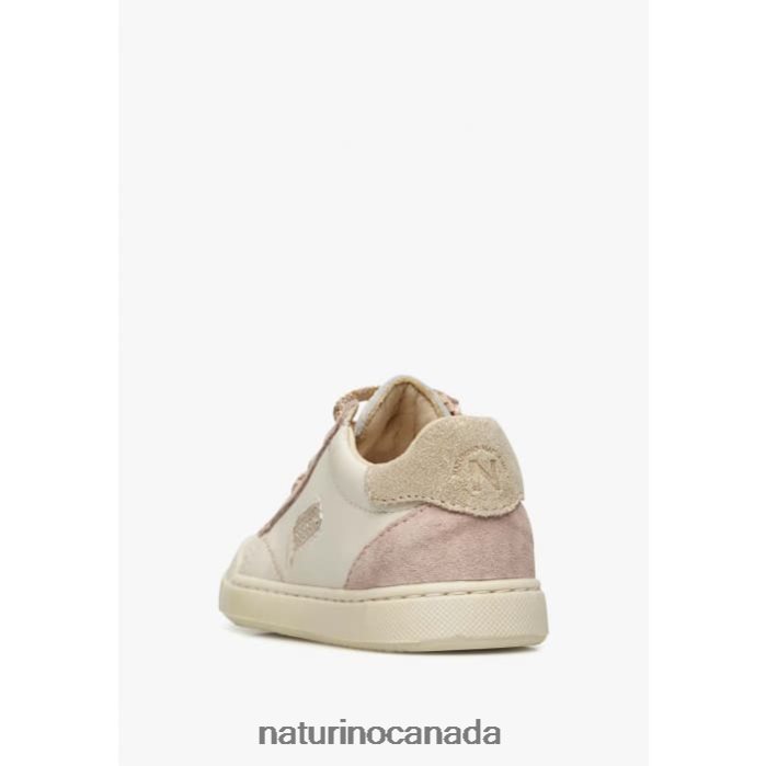 Kids FALUK ZIP Z2N0TL477 Naturino Leather and Suede Sneakers Platinum-Powder Pink