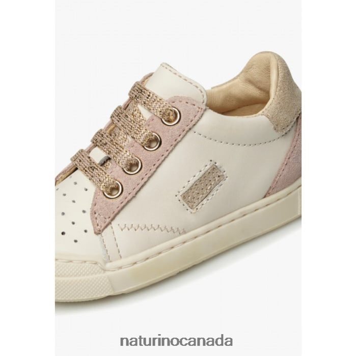Kids FALUK ZIP Z2N0TL477 Naturino Leather and Suede Sneakers Platinum-Powder Pink