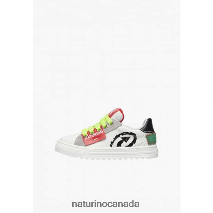 Kids HESS ARROW ZIP. Z2N0TL468 Naturino Leather and Suede Sneakers White-Black