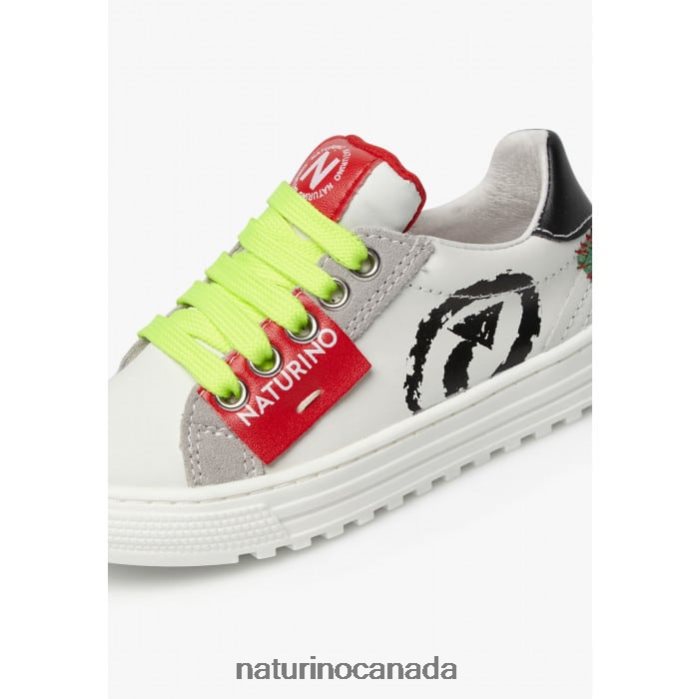 Kids HESS ARROW ZIP. Z2N0TL468 Naturino Leather and Suede Sneakers White-Black