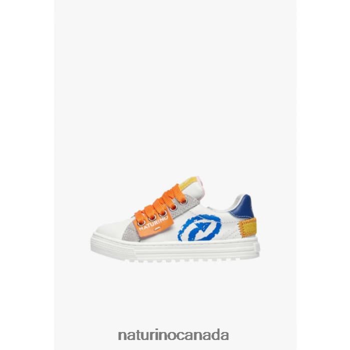 Kids HESS ARROW ZIP. Z2N0TL473 Naturino Leather and Suede Sneakers White-Light Blue