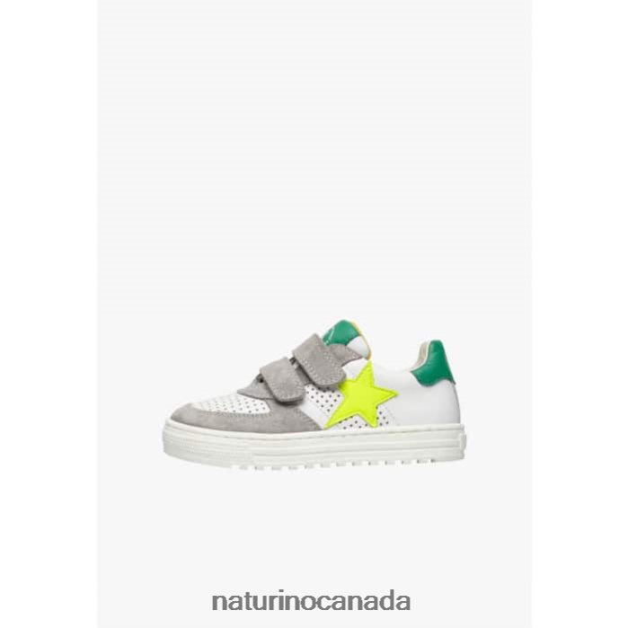 Kids HESS VL. Z2N0TL370 Naturino Leather and Suede Sneakers White-Grey