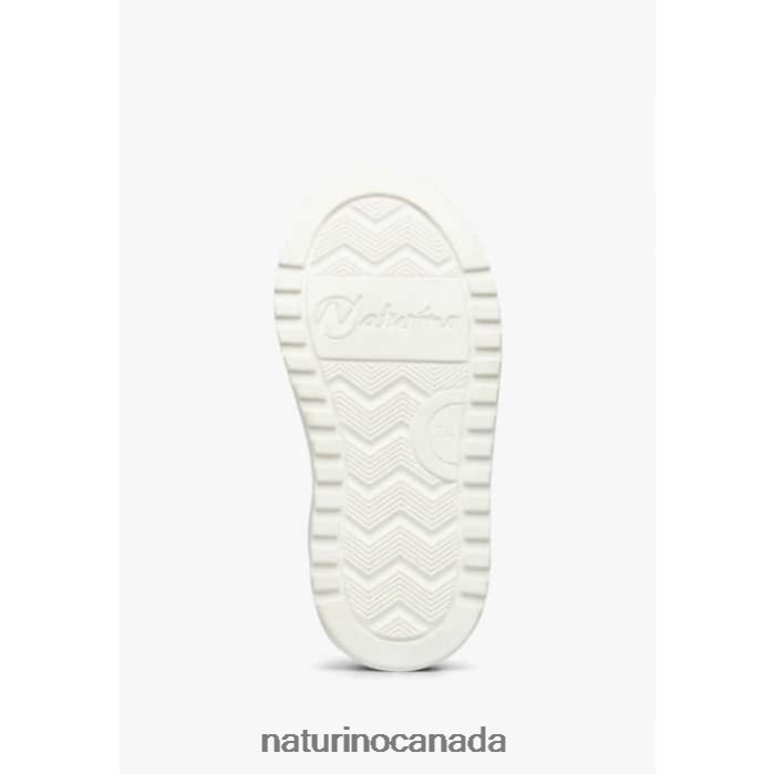 Kids HESS VL. Z2N0TL370 Naturino Leather and Suede Sneakers White-Grey