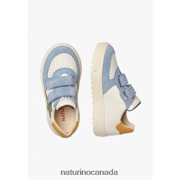 Kids HESS VL. Z2N0TL382 Naturino Leather and Suede Sneakers Sky Blue-Beige