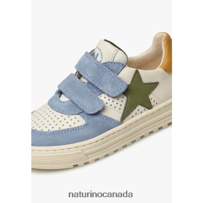 Kids HESS VL. Z2N0TL382 Naturino Leather and Suede Sneakers Sky Blue-Beige