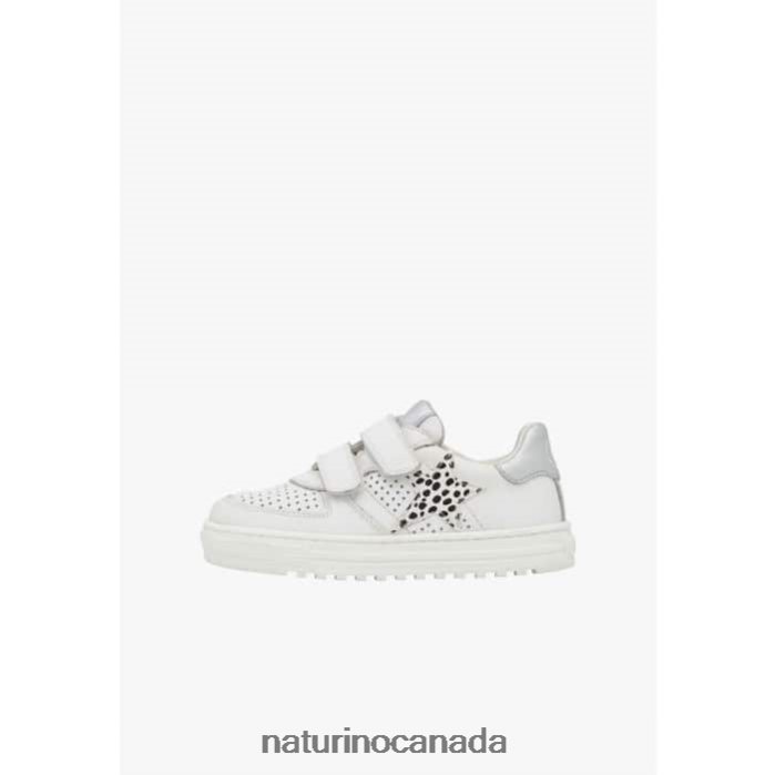 Kids HESS VL. Z2N0TL407 Naturino Leather Sneakers White-Silver