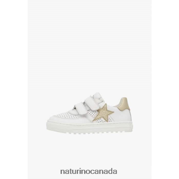 Kids HESS VL. Z2N0TL426 Naturino Leather Sneakers White-Gold