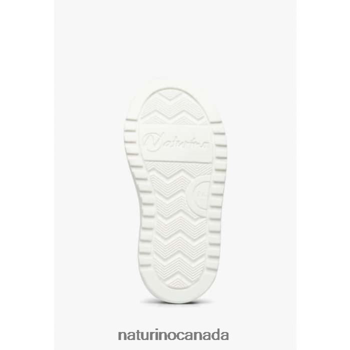 Kids HESS VL. Z2N0TL451 Naturino Leather and Suede Sneakers White-Light Blue