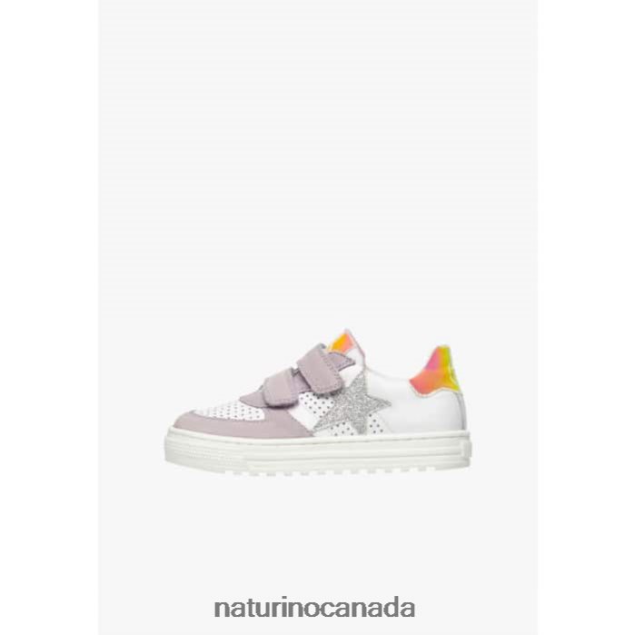 Kids HESS VL. Z2N0TL502 Naturino Leather and Suede Sneakers Lilac-White