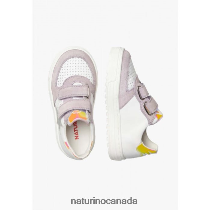 Kids HESS VL. Z2N0TL502 Naturino Leather and Suede Sneakers Lilac-White