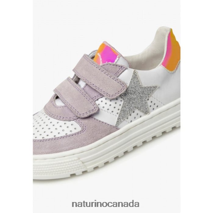 Kids HESS VL. Z2N0TL502 Naturino Leather and Suede Sneakers Lilac-White