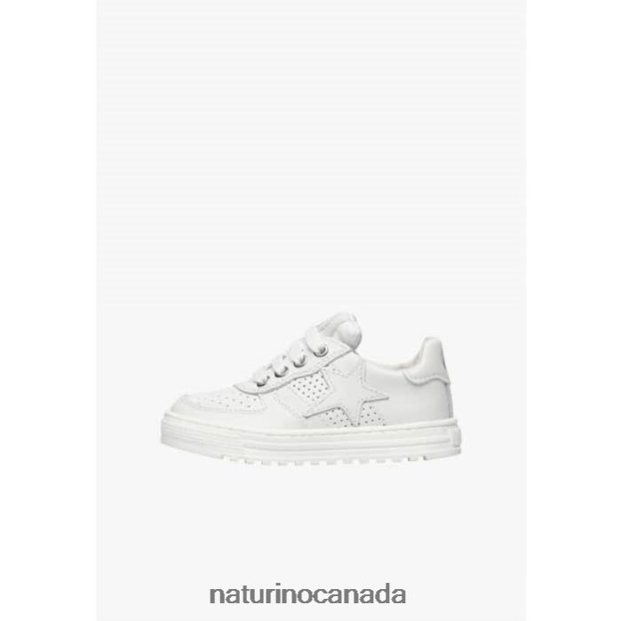 Kids HESS ZIP. Z2N0TL363 Naturino Perforated Leather Sneakers with Star with Zipper White