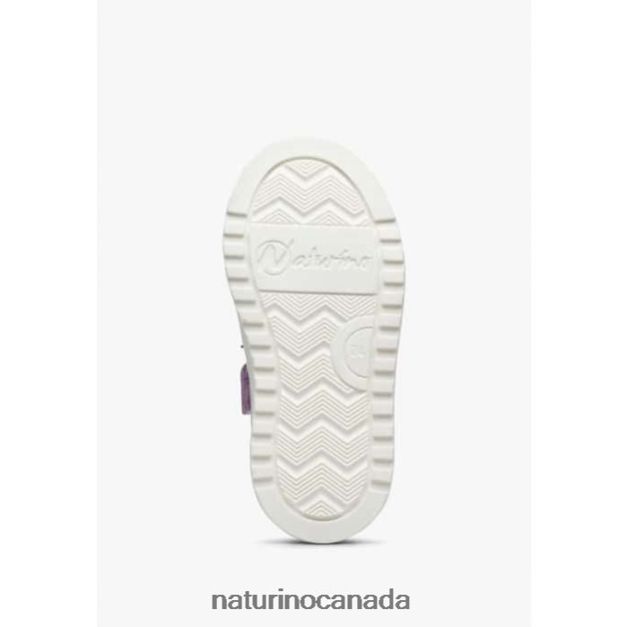 Kids HESS ZIP. Z2N0TL461 Naturino Leather and Suede Sneakers with Zipper White-Lilac