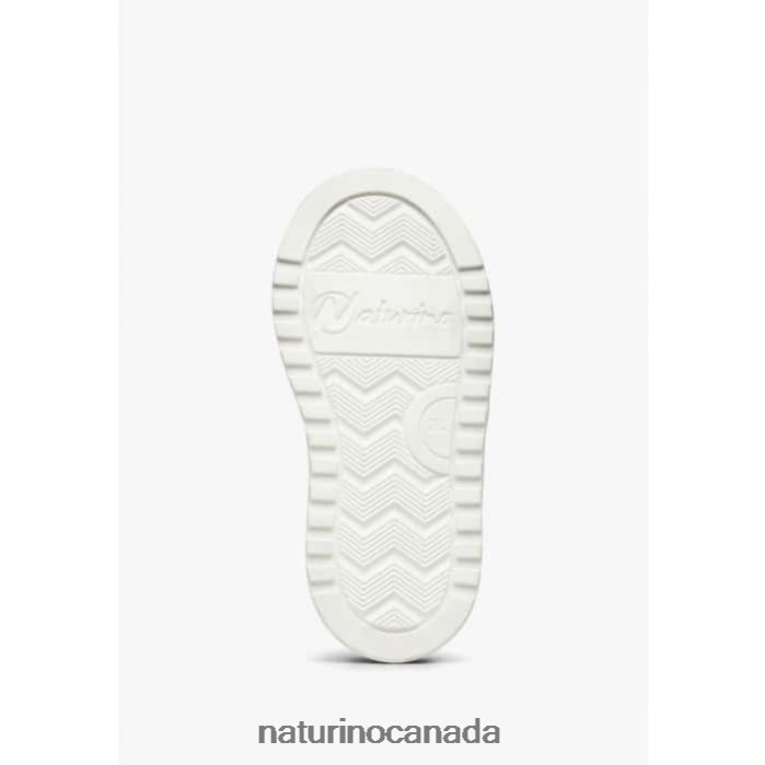 Kids HESS ZIP. Z2N0TL465 Naturino Leather and Suede Sneakers with Zipper White-Turquoise