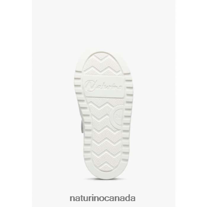 Kids HESS ZIP. Z2N0TL480 Naturino Perforated Leather Sneakers with Star with Zipper White-Blue