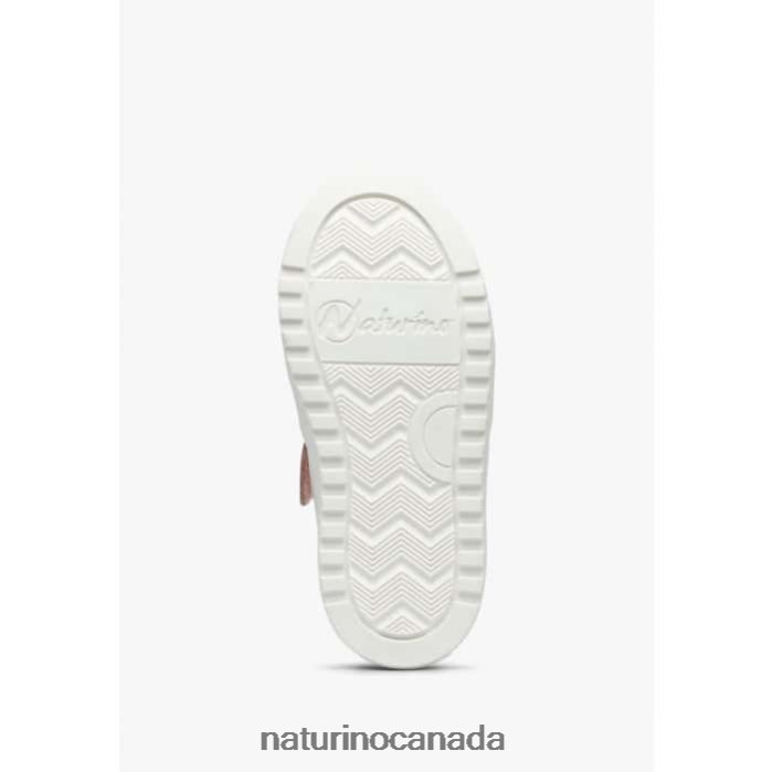 Kids HESS ZIP. Z2N0TL487 Naturino Perforated Leather Sneakers with Star with Zipper White-Powder Pink