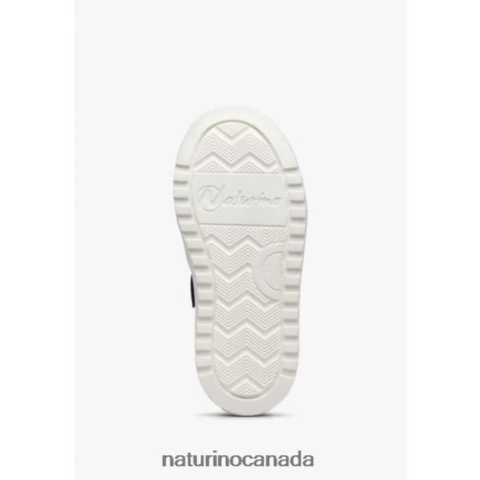 Kids HESS ZIP. Z2N0TL512 Naturino Perforated Leather and Sued Sneakers with Zipper White-Blue