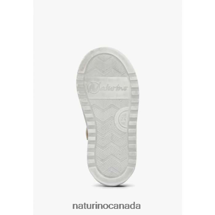 Kids HESS ZIP. Z2N0TL521 Naturino Perforated Leather Sneakers with Animal Detail White-Platinum