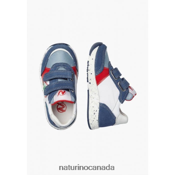 Kids JESKO STAR VL. Z2N0TL500 Naturino Suede and Fabric Sneakers Blue-White