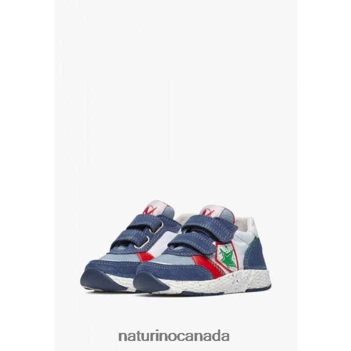 Kids JESKO STAR VL. Z2N0TL500 Naturino Suede and Fabric Sneakers Blue-White