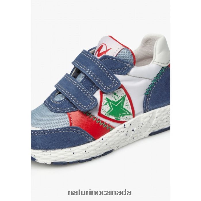 Kids JESKO STAR VL. Z2N0TL500 Naturino Suede and Fabric Sneakers Blue-White