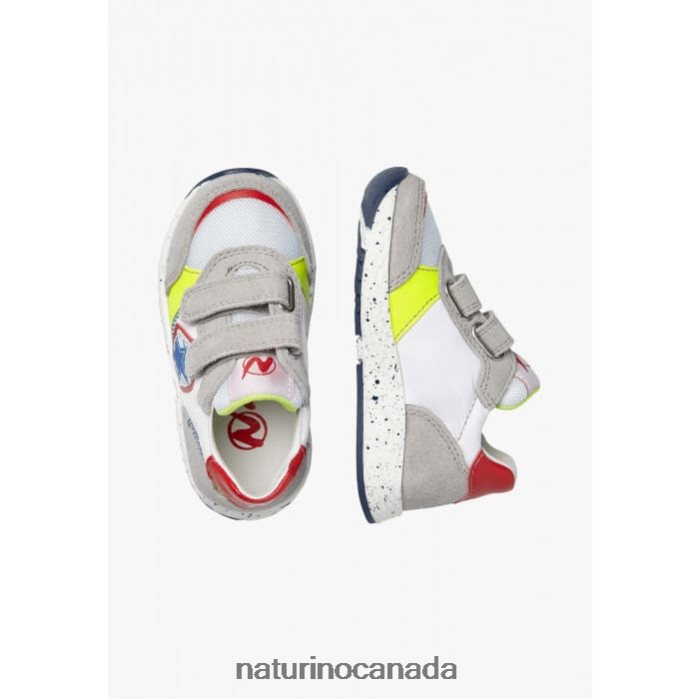 Kids JESKO STAR VL. Z2N0TL511 Naturino Suede and Fabric Sneakers Grey-White