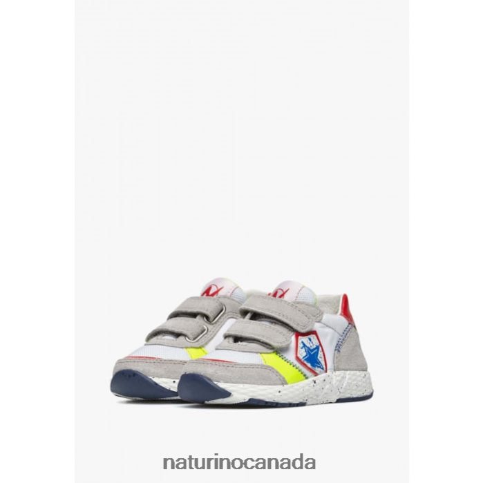 Kids JESKO STAR VL. Z2N0TL511 Naturino Suede and Fabric Sneakers Grey-White