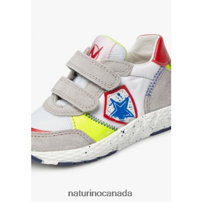 Kids JESKO STAR VL. Z2N0TL511 Naturino Suede and Fabric Sneakers Grey-White