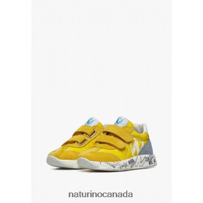 Kids JESKO VL. Z2N0TL373 Naturino Suede and Technical Fabric Sneakers Yellow