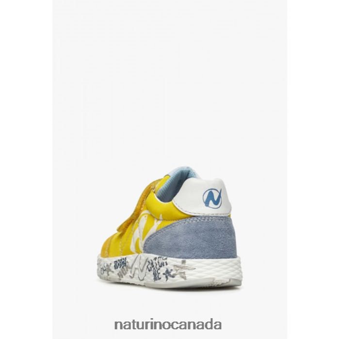 Kids JESKO VL. Z2N0TL373 Naturino Suede and Technical Fabric Sneakers Yellow